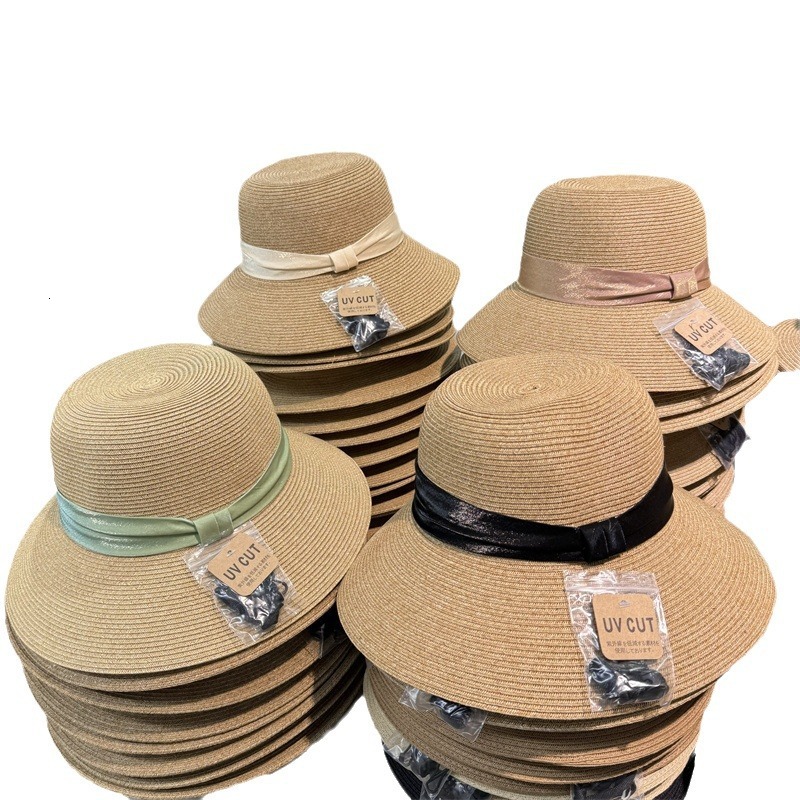 French Style New Bowknot Straw Summer Foldable Wide Brim Sunshade Protection Outdoor Versatile Sun Hat