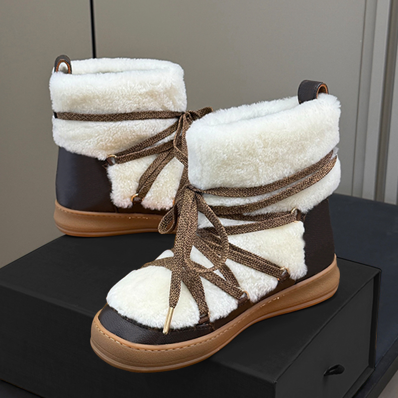 High Quality Designer Cloud Ankle Boots Women Winter Ski Boot Shearling Boots Fur Lined Flower Printed Leather Casual Shoes Free Shipping 1208