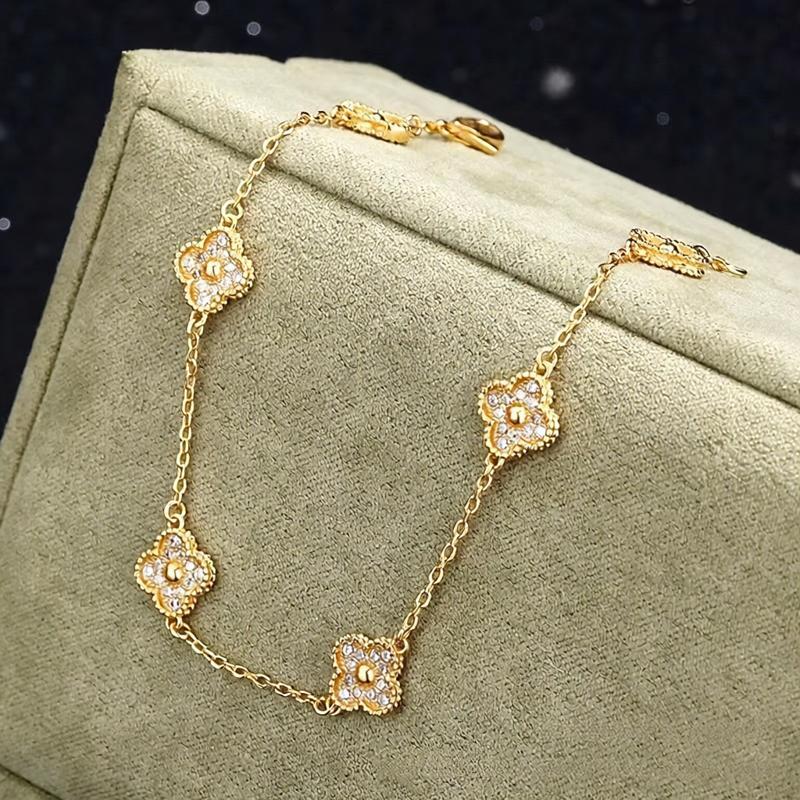 Designer Jewelry Butterfly Clover Bracelet Four-Leaf Clover Fully Encrusted Diamonds Mini Bracelet Women's Luxury Six-Flower Jewelry vanlied cl