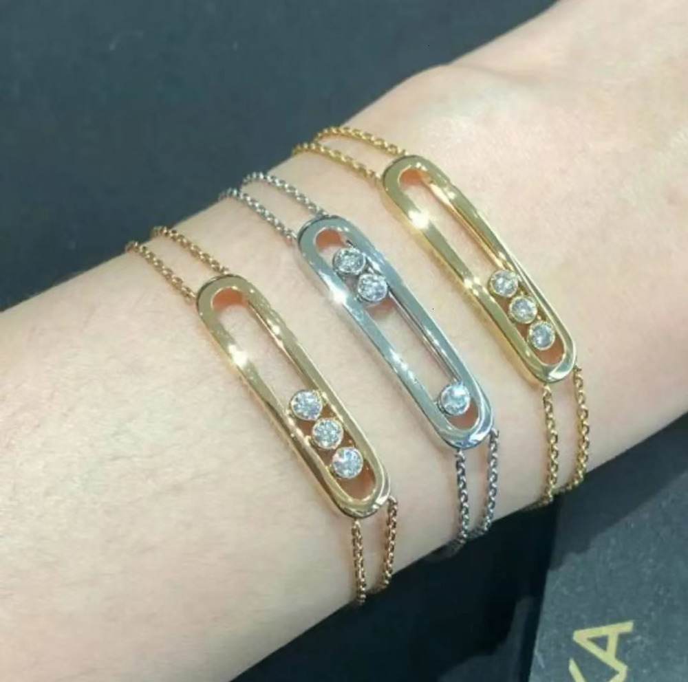 Mesikaa Jewelry Designer Messikaas Luxury Bracelet Luxe Bangle With Sliding Zircon Trendy U-shaped Three-diamond Gold-plated Bracelet For Women
