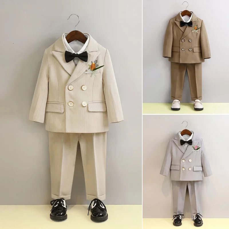 Boys Wedding Suit Handsome Black Tie Blazers Set Childrens Formal Birthday Tuxedo 2 To 12 Years Kids Piano Performance Costume261016