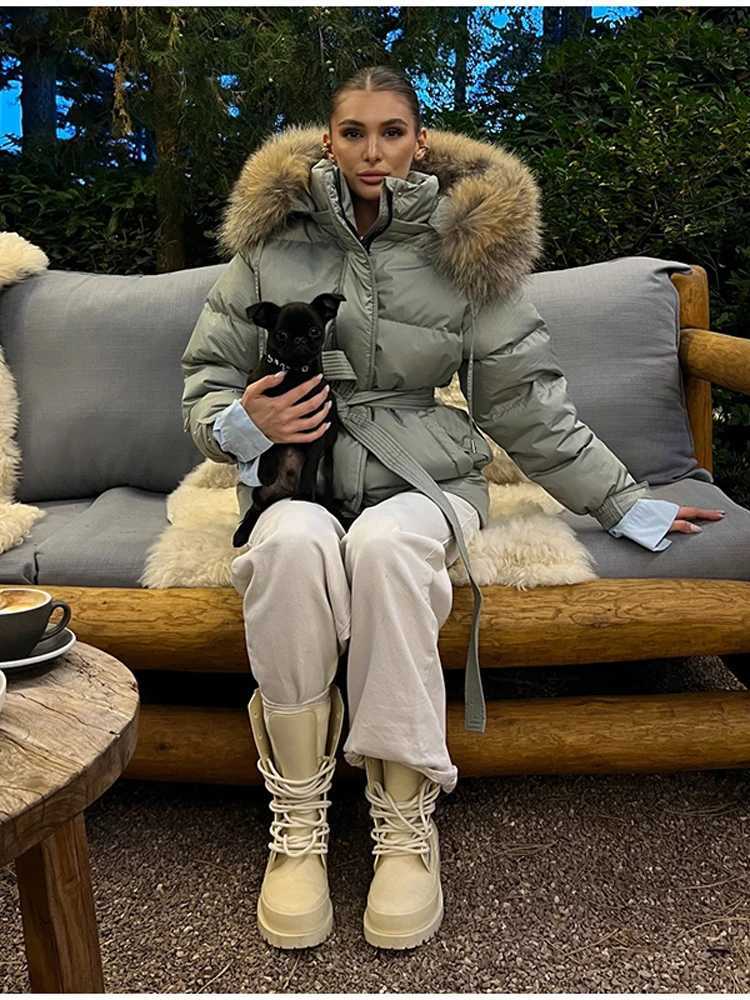 Women's Down Parkas Big Fur Collar Hooded Waistband Waist Cinching Short Cotton Jacket Short Warm Winter Jacke 2026 Cold Weather Office Daily O