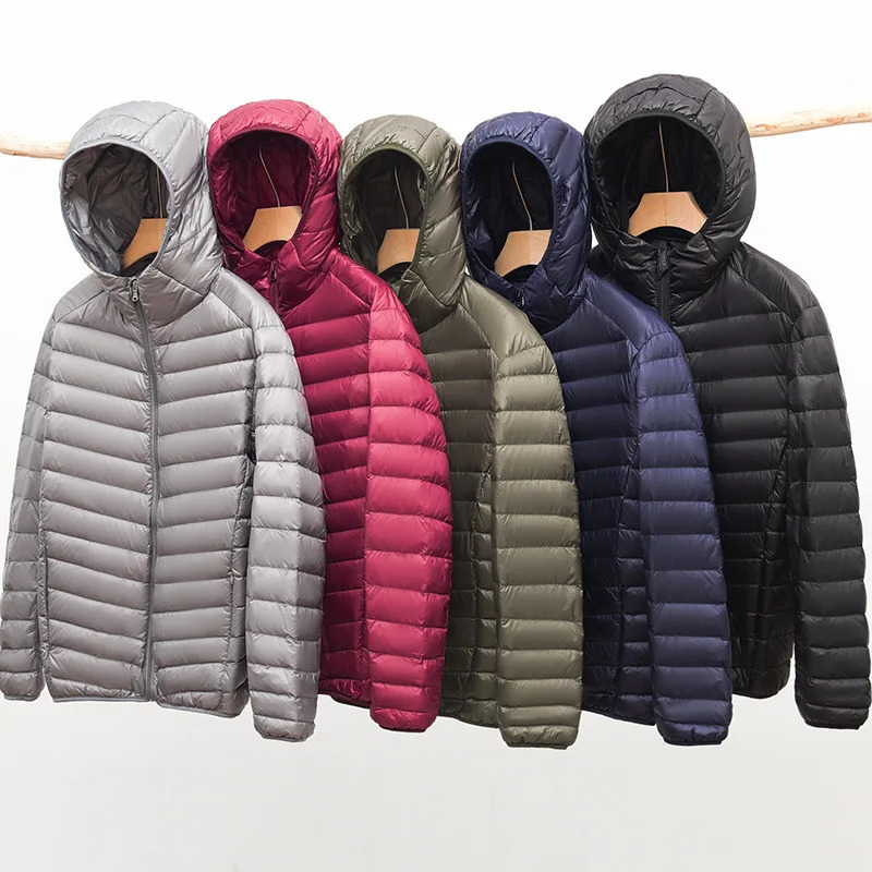 Men's Fashion Hooded Solid Lightweight Down Jacket Arrivals Men Short Large Size Puffer Jackets Male Casual Light Coats 261016