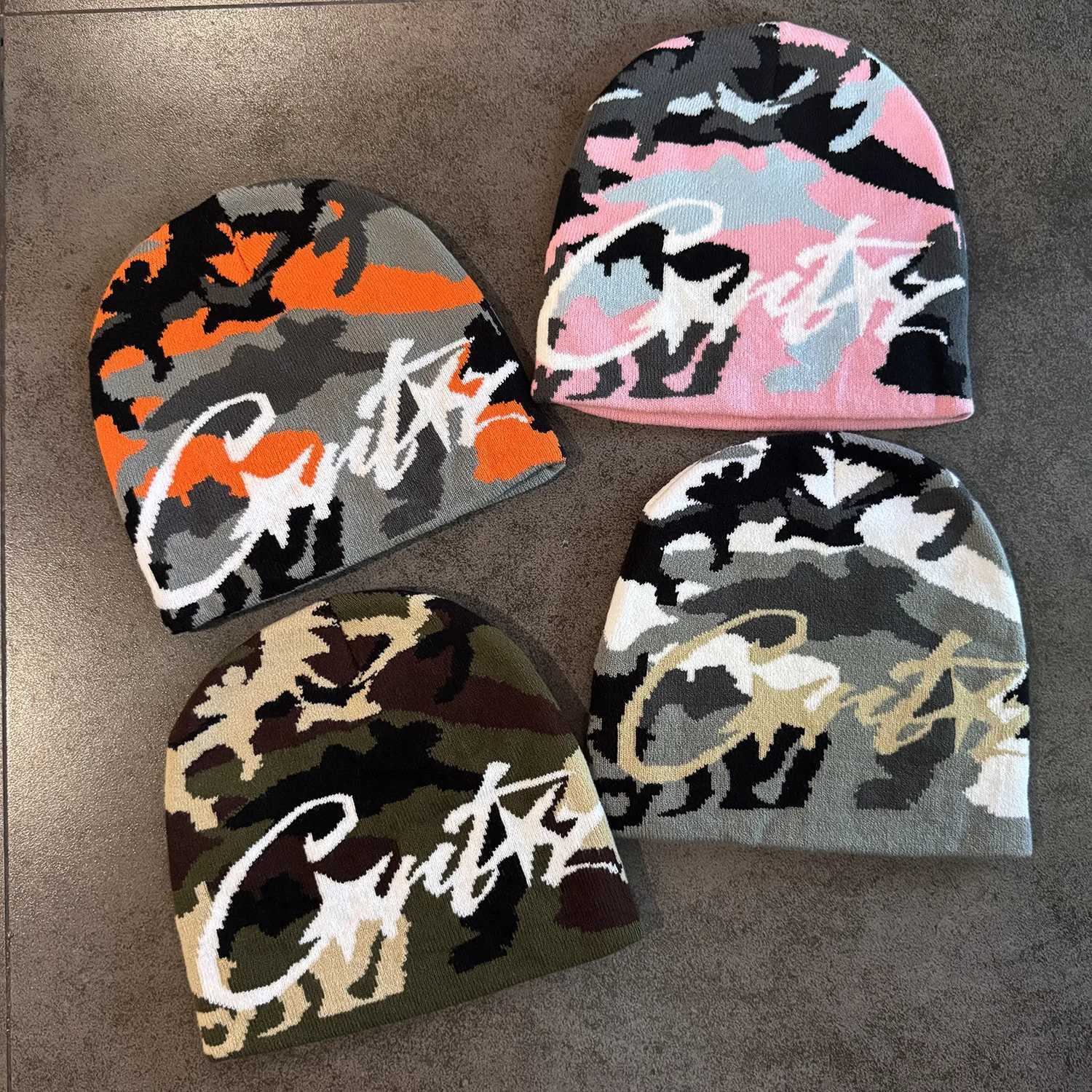 Beanie/Skull Caps Camouflage Jacquard Knit Beanie Unisex Graffiti Letter Star Pattern Skull Cap HipHop Street Style Warm Winter Knitted HatT261017