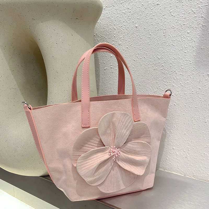 Evening Bags New Chinese tea flower bucket bag banquet petal shoulder tote bag simple suede large capacity clutch bag H261016