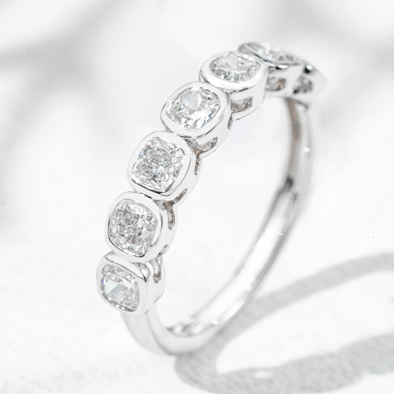 14k White Gold 2.5*2.5mm Cushion Cut DEF VS Loose Lab Diamond Bezel Ring