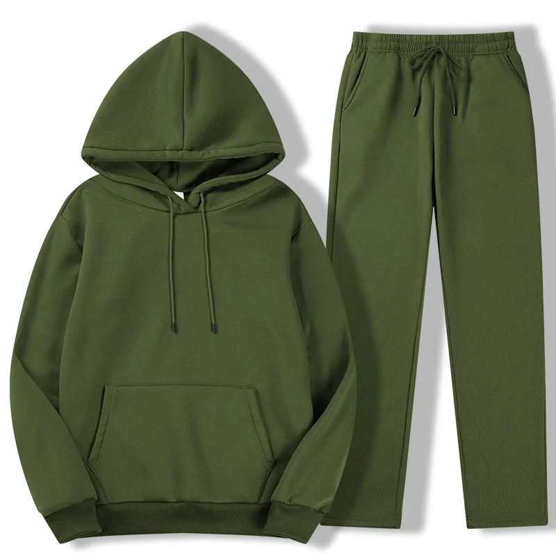 Mens Autumn Winter Solid Color Casual Sports Two piece Hoodie and Pants Set S 3XL Tracksuit for Daily Workout Enthusiasts 261017