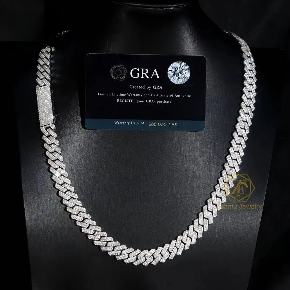 PROMOTION Fine 10mm Chain Bust Down Cuban Link VVS Moissanite 925 Hip Hop Iced Out 18k Gold Plated Necklace