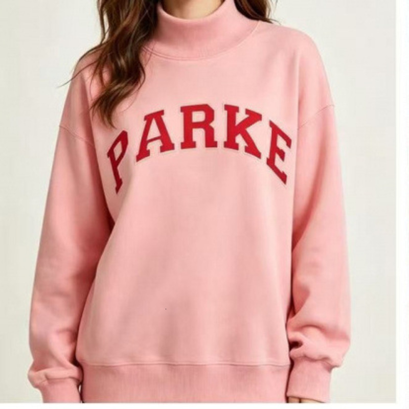 Parke Sweatshirt Mockneck Doudoune Parke Embroidered Sweatshirt For Men Designer Clothes Women Cotton Loose Fit Slimming Versatile Casual Kids Long