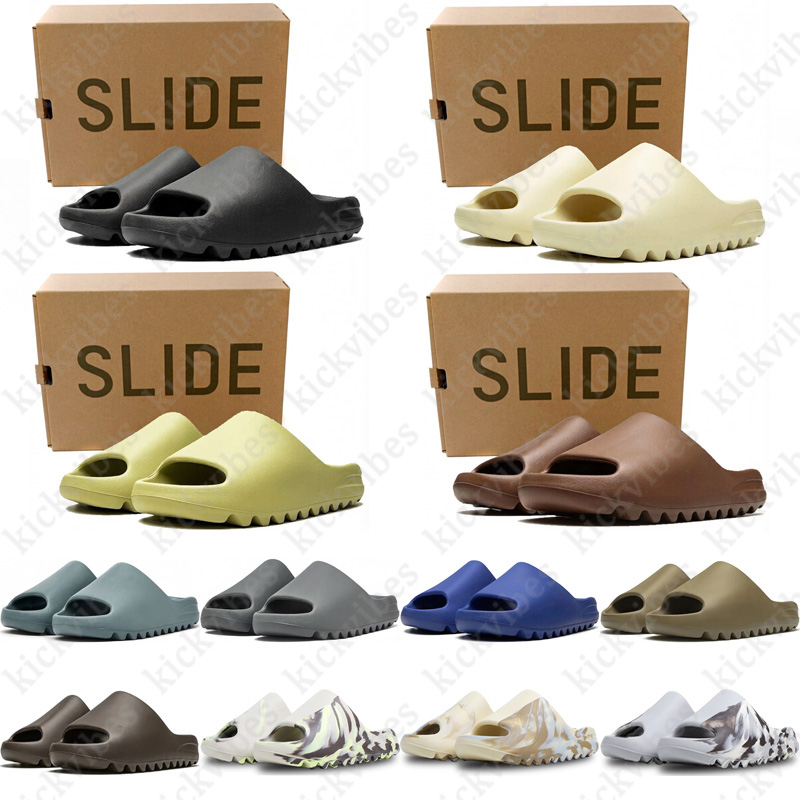 free shipping with box designer slippers yezzzyslides men women Onyx Bone Blue Earth Brown sliders sandals mens mules slipper slide trainers flip fl