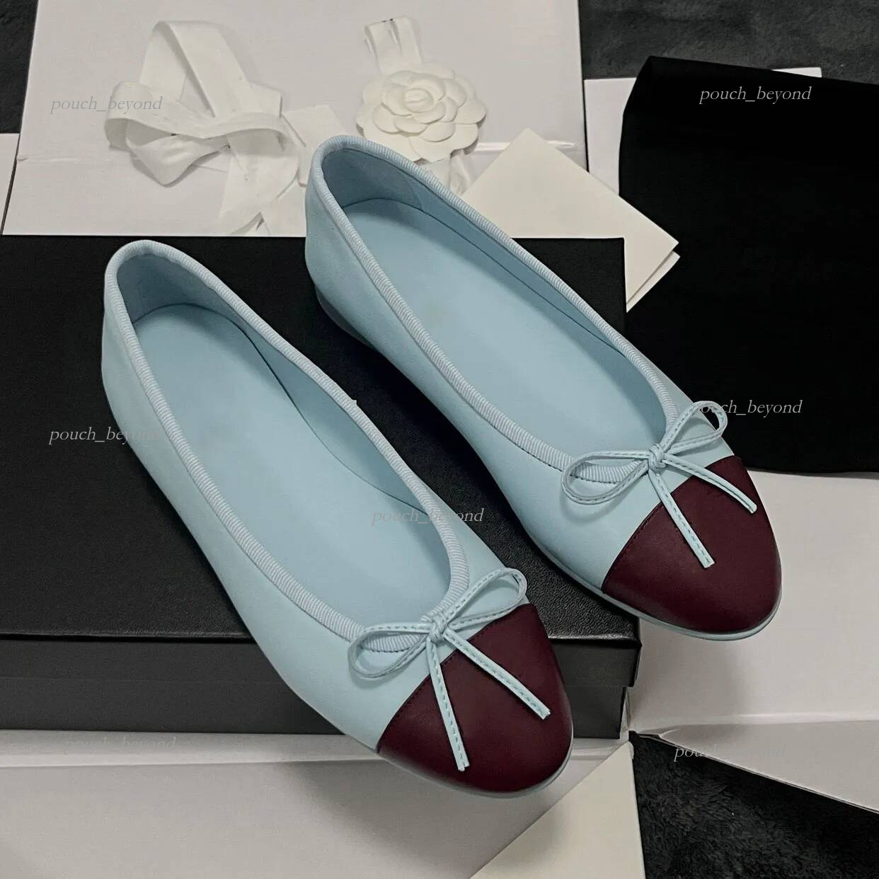 cc shoes 12A Ballet flats Lambskin Beige Black Fashion Designer Classic Leather Bow Flat Shoes High Quality Lazy Casual Shoes Size 35 42 chan shoes
