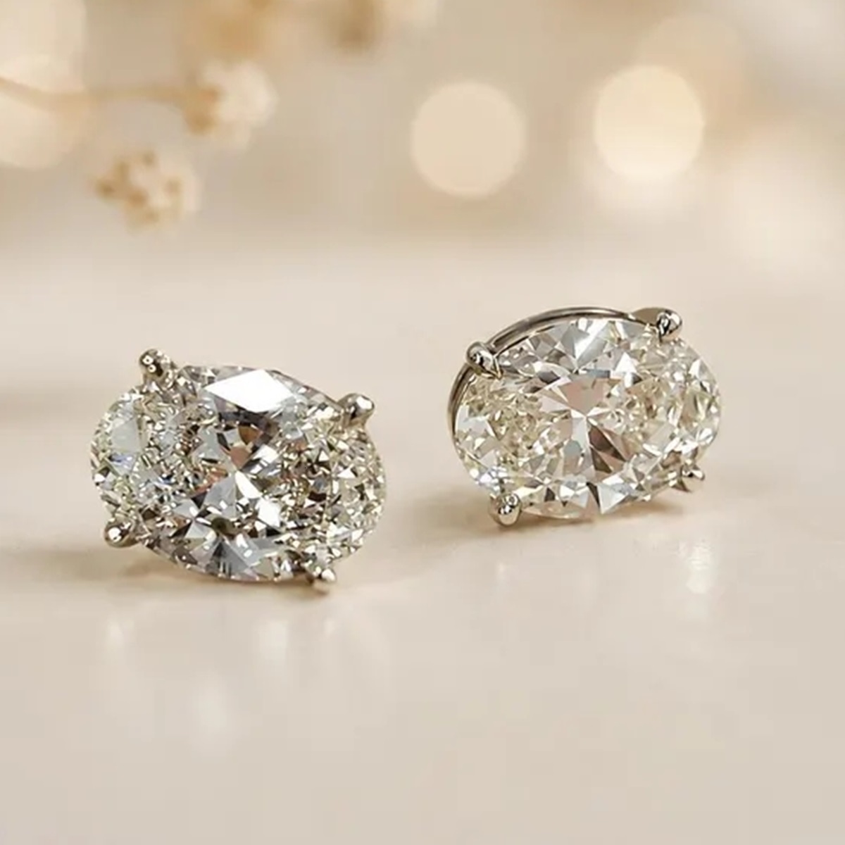 Custom Oval Solitaire Lab Grown Diamond Stud Earrings in 9K Gold with IGI and 0.5ct VS1 Options for Wedding Gifts