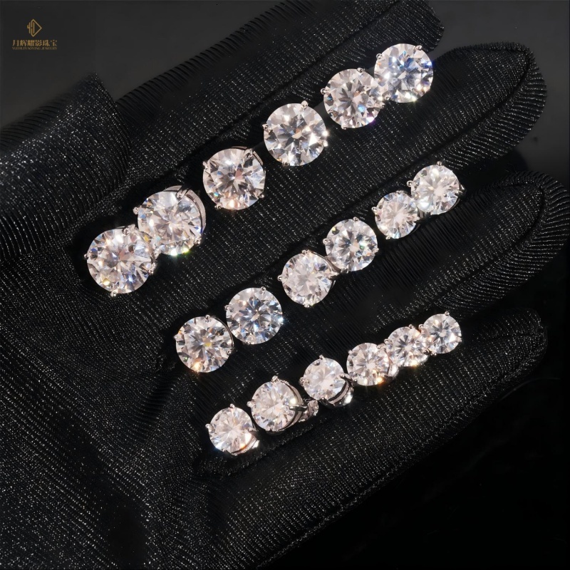 18K Gold Plated 925 Sterling Silver Jewelry 3-11mm VVS Moissanite Diamond Stud Earrings for Men and Women with GRA Certificate