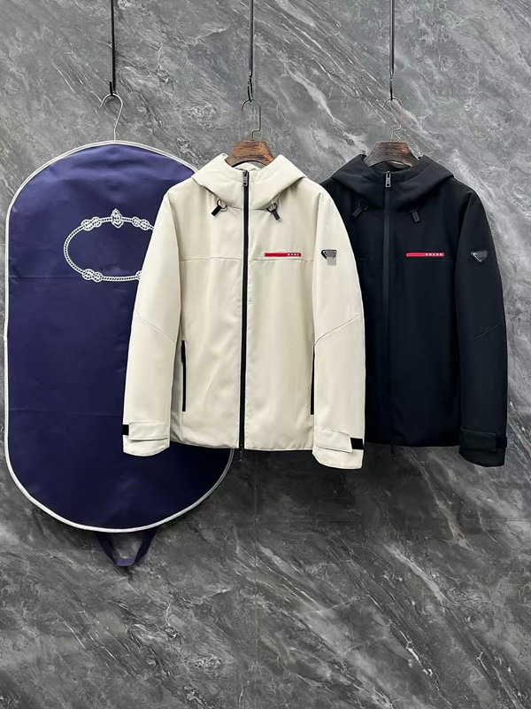 Direct from manufacturer: Authentic autumn/winter new collection, white duck hooded men's down jacket with a red label and letter logo design o