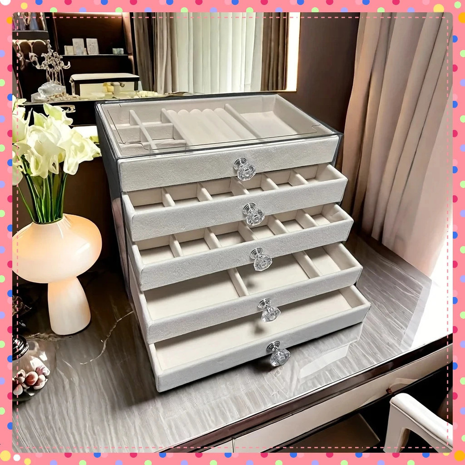 cologne 2026 perfume New Upgrades 5 Layers Of Velvet Jewellery Organiser Drawer Jewelry Box Earrings Bracelet Organizer Display 251010 Designer De8