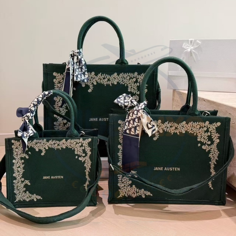 Designer Handbag Floral Embroidered Canvas Tote Shoulder Bag Women Top Handle Handbag With Detachable Strap Large Capacity Vintage Daily Crossbody H