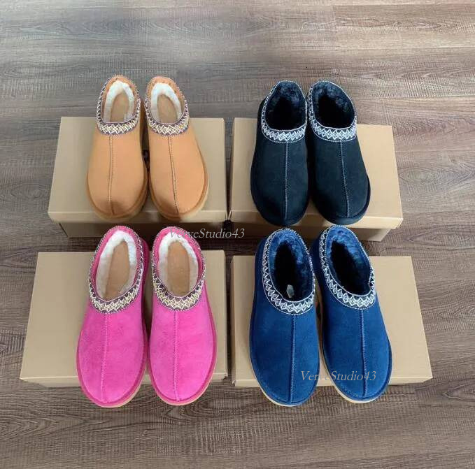 Tasman Slippers Snow uggswomens Sheepskin Shearling Tazz Mules Women Men Ultra Mini Platform Boot Slip on Shoes Suede Upper Comfort Fall Winter 6ca