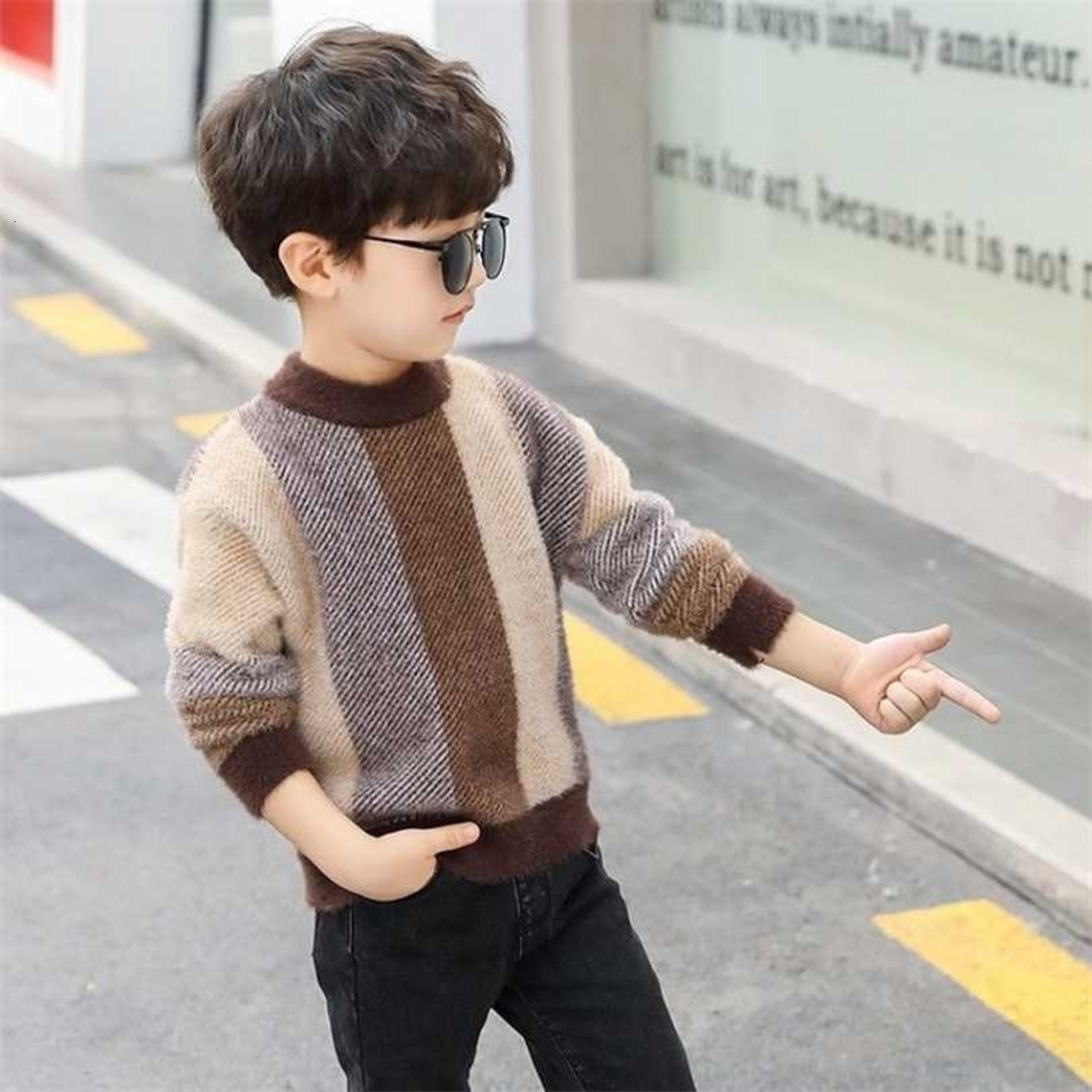 2026 New M2 perfume Children's Sweater Winter Cotton Clothing Sweater Teenage Boys Clothing Fall Knit 10 12 14 cologne Years Designer