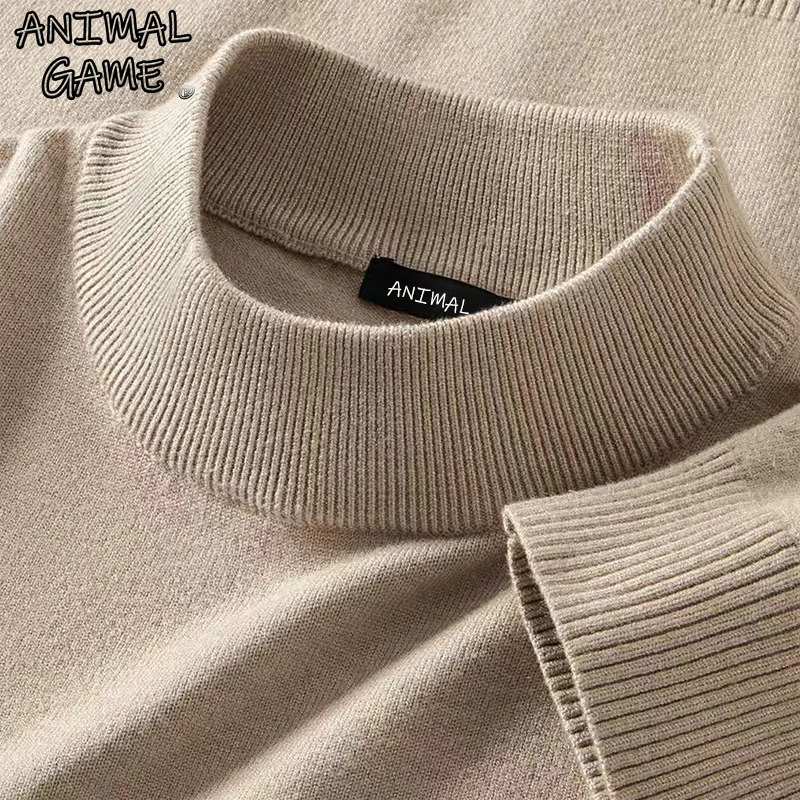 Animal Game Mens Mock Neck Casual Woolen Sweater Half Turtleneck Pullovers Sweaters Knitwear Cold Blouse Outdoor Coats 261017