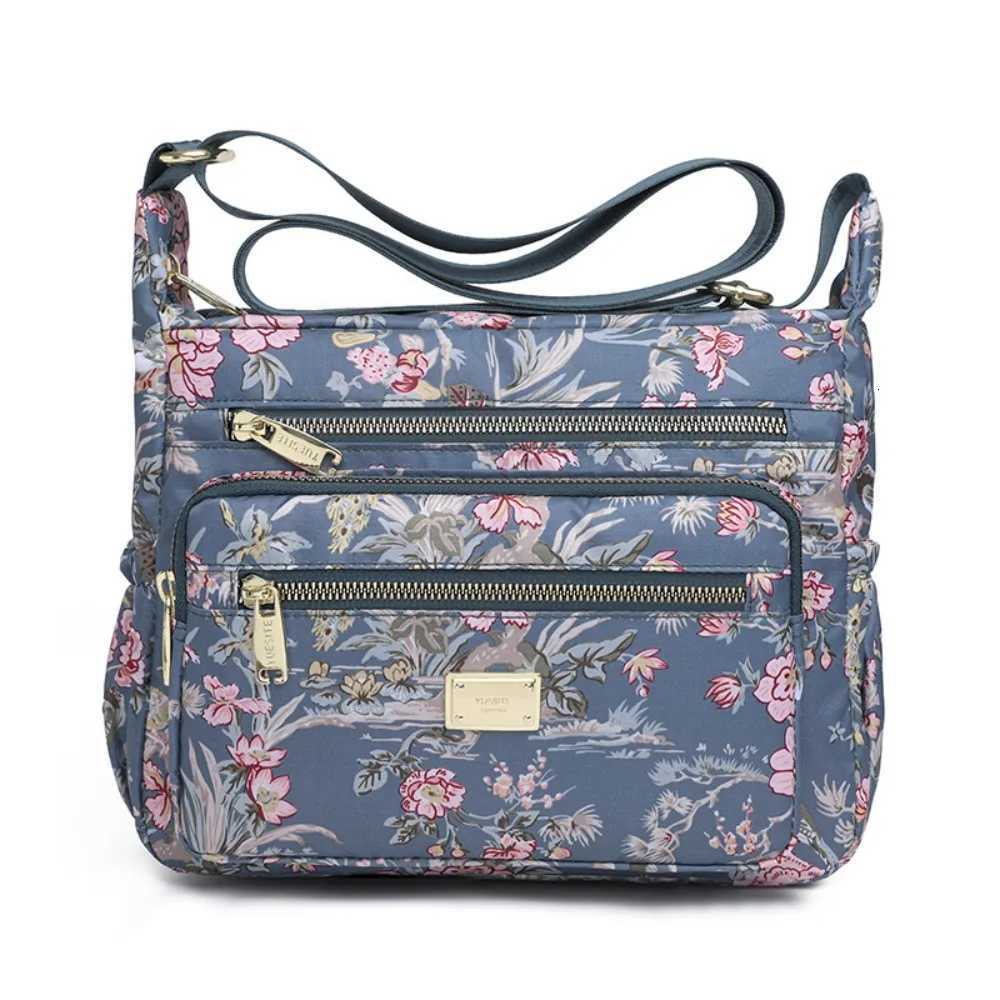 Shoulder Bags Casual Floral Shoulder Bag Nylon Multi Pockets Ladies Crossbody Purse Lightweight Large Capacity Travel Handbag H261016