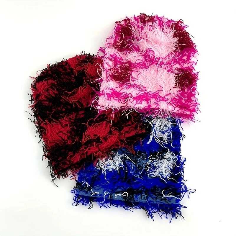 Beanie/Skull Caps Personality Winter Hats Mixed color Long plush Beanies Knitted Hat Girls Autumn Female Beanie Caps Warmer Bonnet Men Casual CapT26