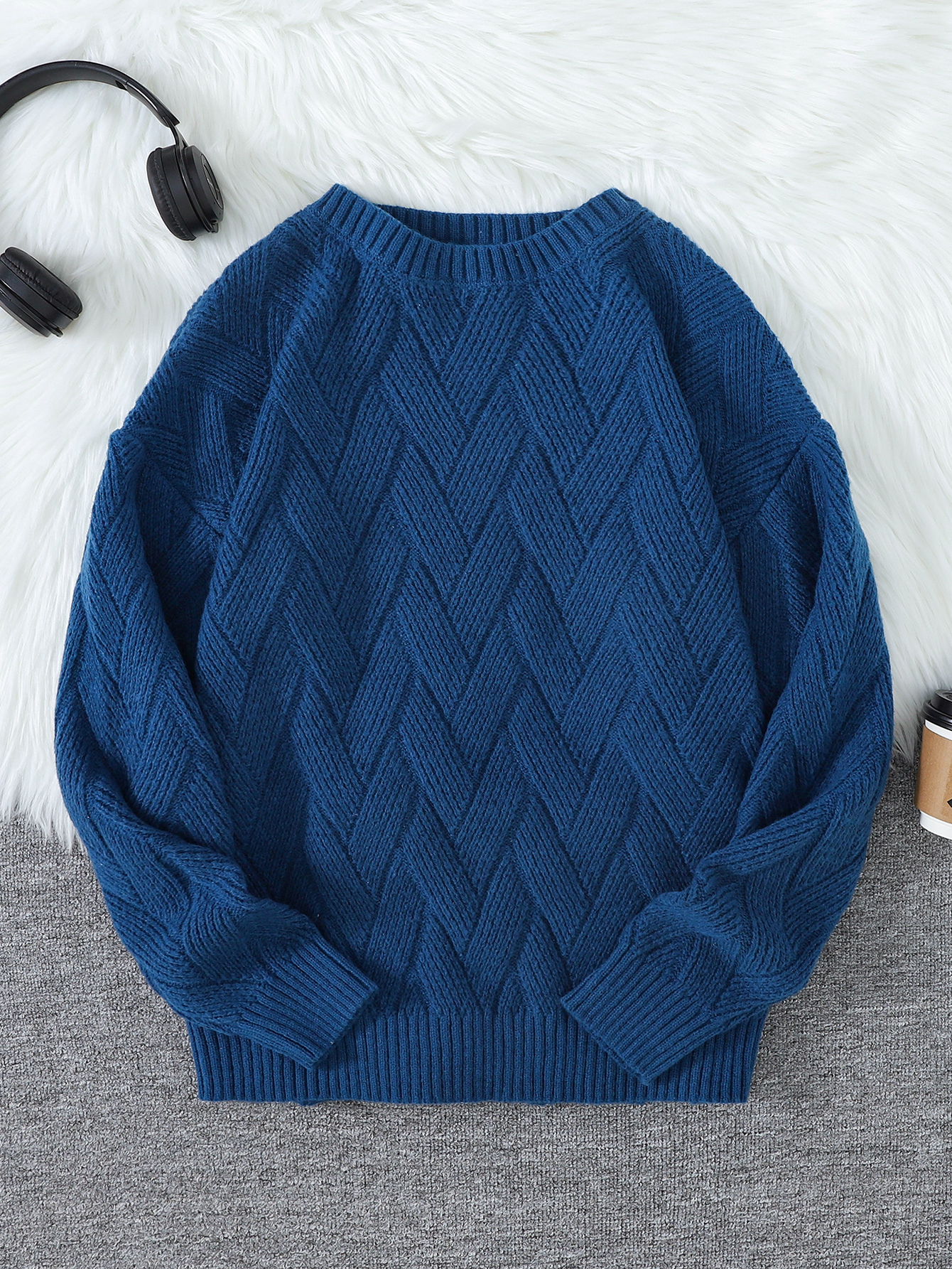 New Japanese-Style Round-Neck Couple's Sweater, Plain Knit, Casual Versatile Trendy Men's Long-Sleeve Sweater Top 26Y1017