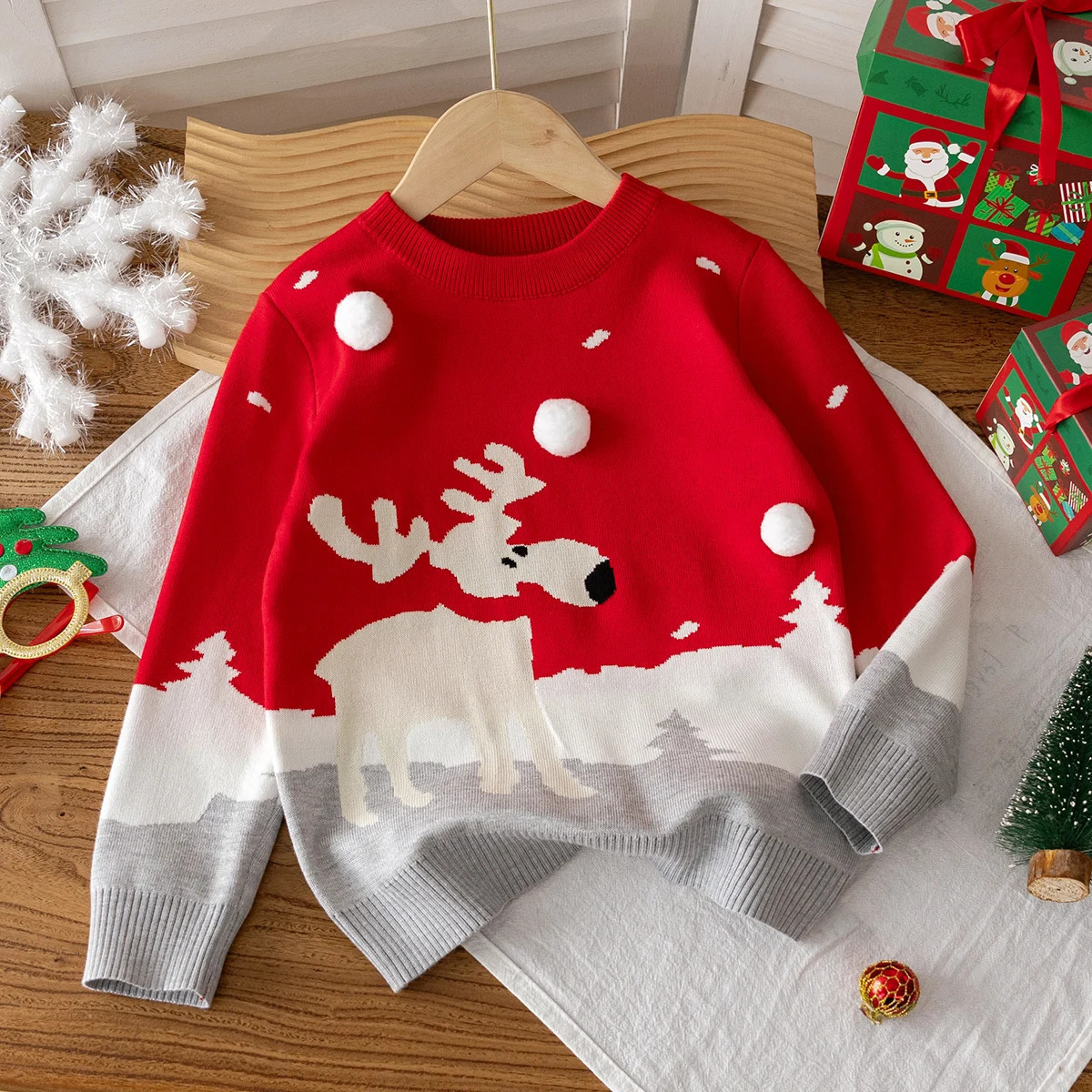 2026 New M2 Girl Cute Style Christmas cologne Deer Sweater Knitted Pullover Suitable For Holiday Leisure Spring perfume Autumn Winter Designer