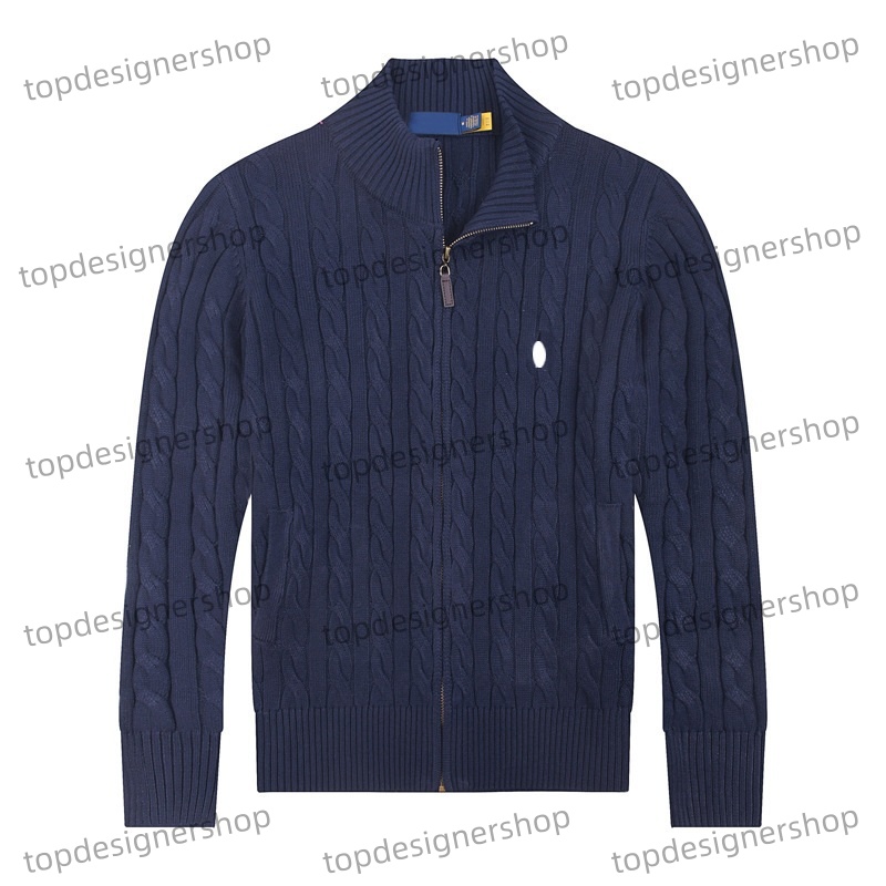 Luxury Designer Mens Turtle Neck Knitted Polo Twisted Sweater Cardigan Jumpers Trendy Winter HighEnd Embroidery Pony Comfortable Cotton Men Zip-Up S