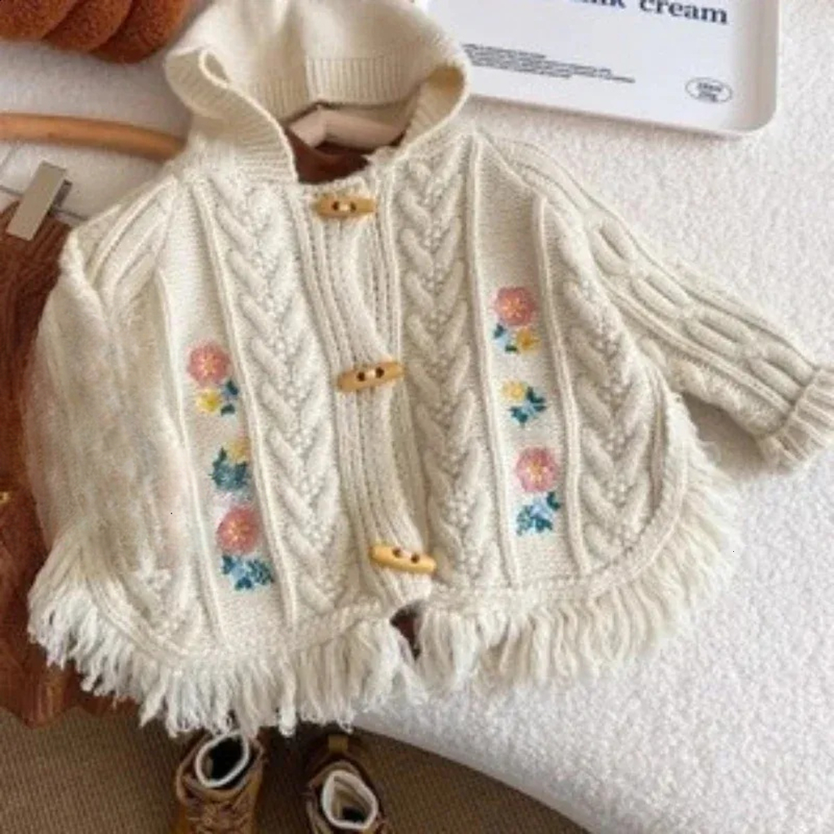 2026 cologne M2 New Sweater Coat Korean Clothing Autumn Girls Embroidery Knitwear Children perfume Cardigan Baby Cloak Vintage Sweet Designer
