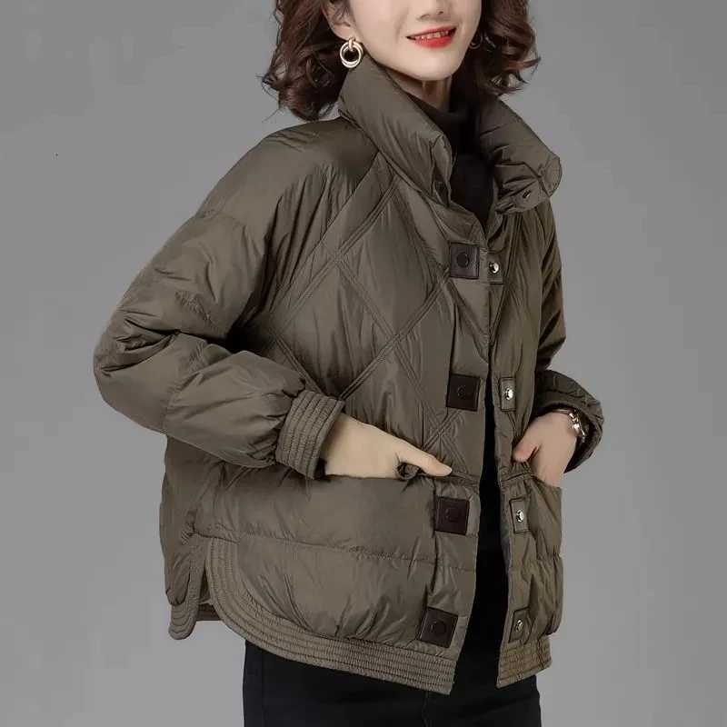 Women's Down Parkas Ladies Down Cotton Jacket 2025 Middle Aged Mother Elegant Lady Outerwear Fashion Long Sleeves Loose Women's Winter Par