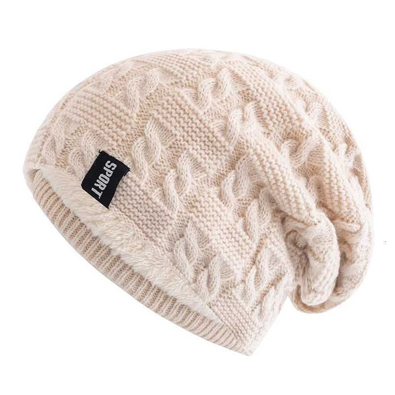 Beanie/Skull Caps New Women Winter Hats Female Sports Label Casual Beanie Hat Fleece Lined Warm Knitted HatsT261017