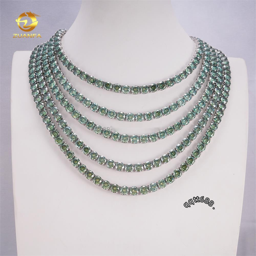 Bulk Stock Drop Shipping GRA Certificates 5mm 65mm S925 Hip Hop Jewelry Blue Green Moissanite Diamond Tennis Chain Bracelet