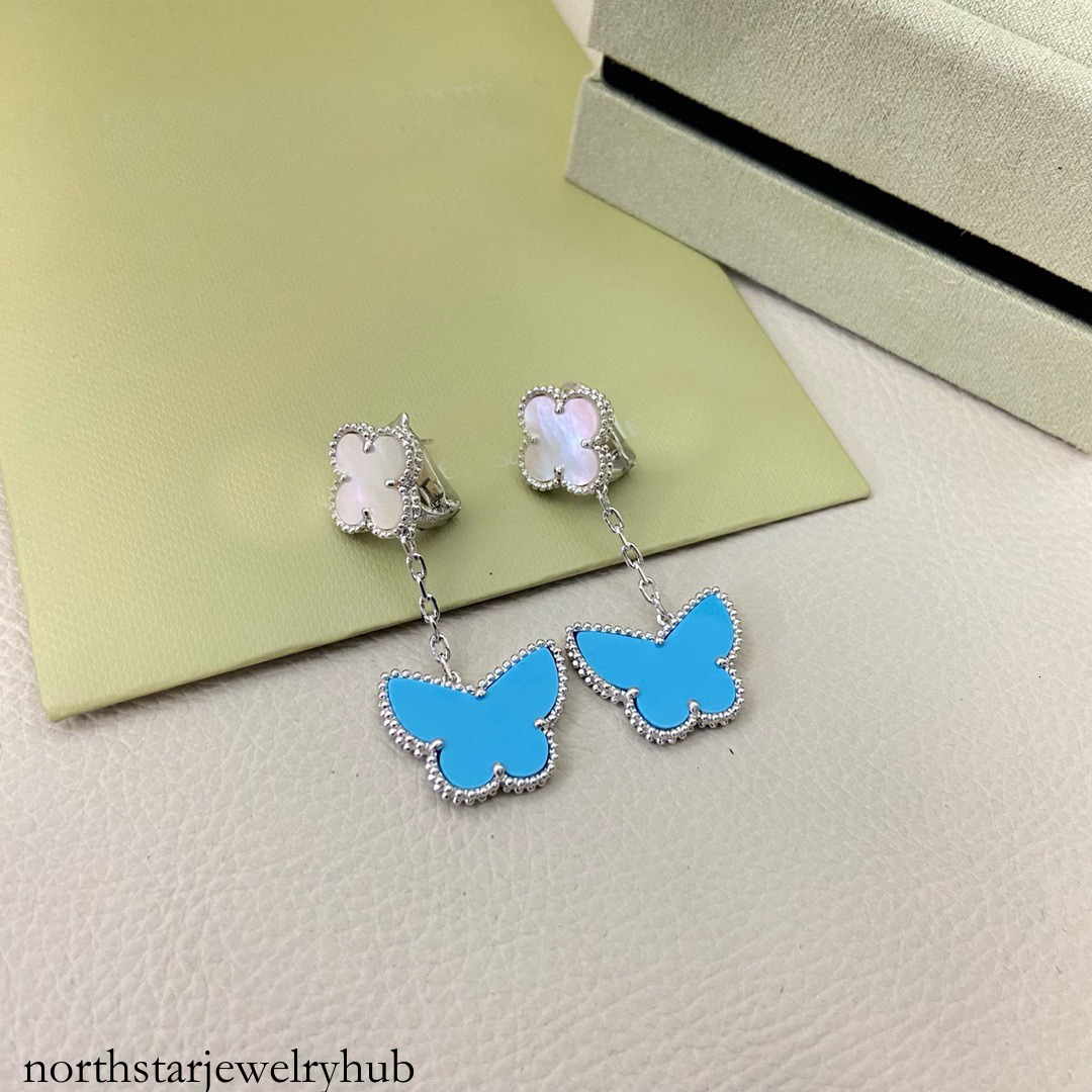 Designer Jewelry vanly Four-leaf clover earrings for women, butterfly mother-of-pearl earrings, fashionable and light