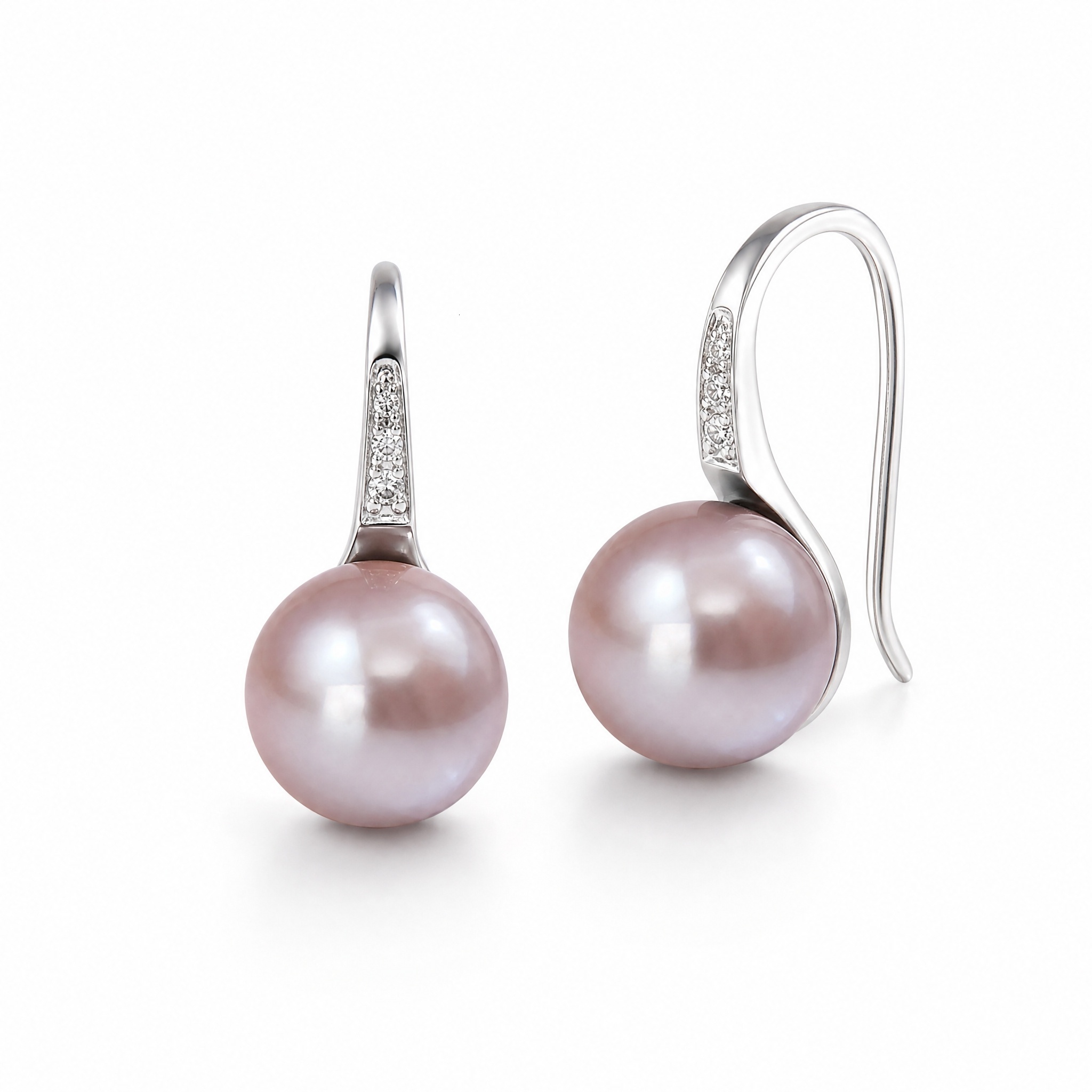 925 Sterling Silver 9-10mm Edison Freshwater Purple Pendant Cubic Zirconia Pearl Earrings Women Fine Jewelry