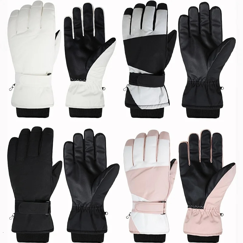 Winter Ski Gloves for Women Men Solid Color Windproof Warm Gloves Waterproof Touch Screen Gloves Cycling Sports Accessories 261016