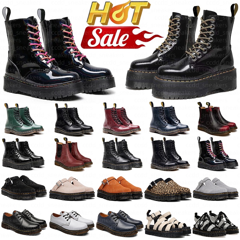 Free Shipping Designer Martinshoe Chunky Heel Ankle Martens Boots durable sandals for men womens Slip-On Mules Anti-Slip Sole Vintage Dress shoes Tr