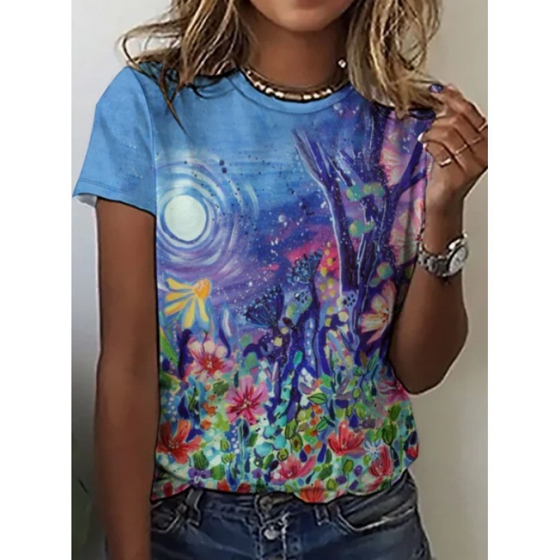 2026 3D Women's Short Sleeve Sunflower Floral Print T-Shirt Free Shipping