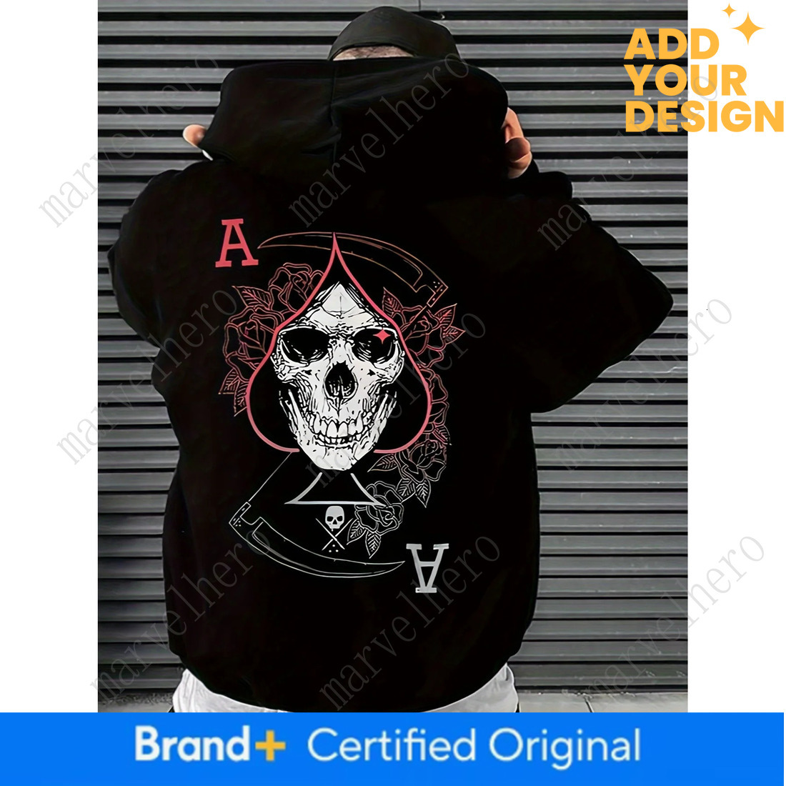 Hot Selling Autumn Men S Skull A Line Printed Micro Elastic Comfortable Hooded Sweatshirt Outdoor Urban Trendy Streetwear