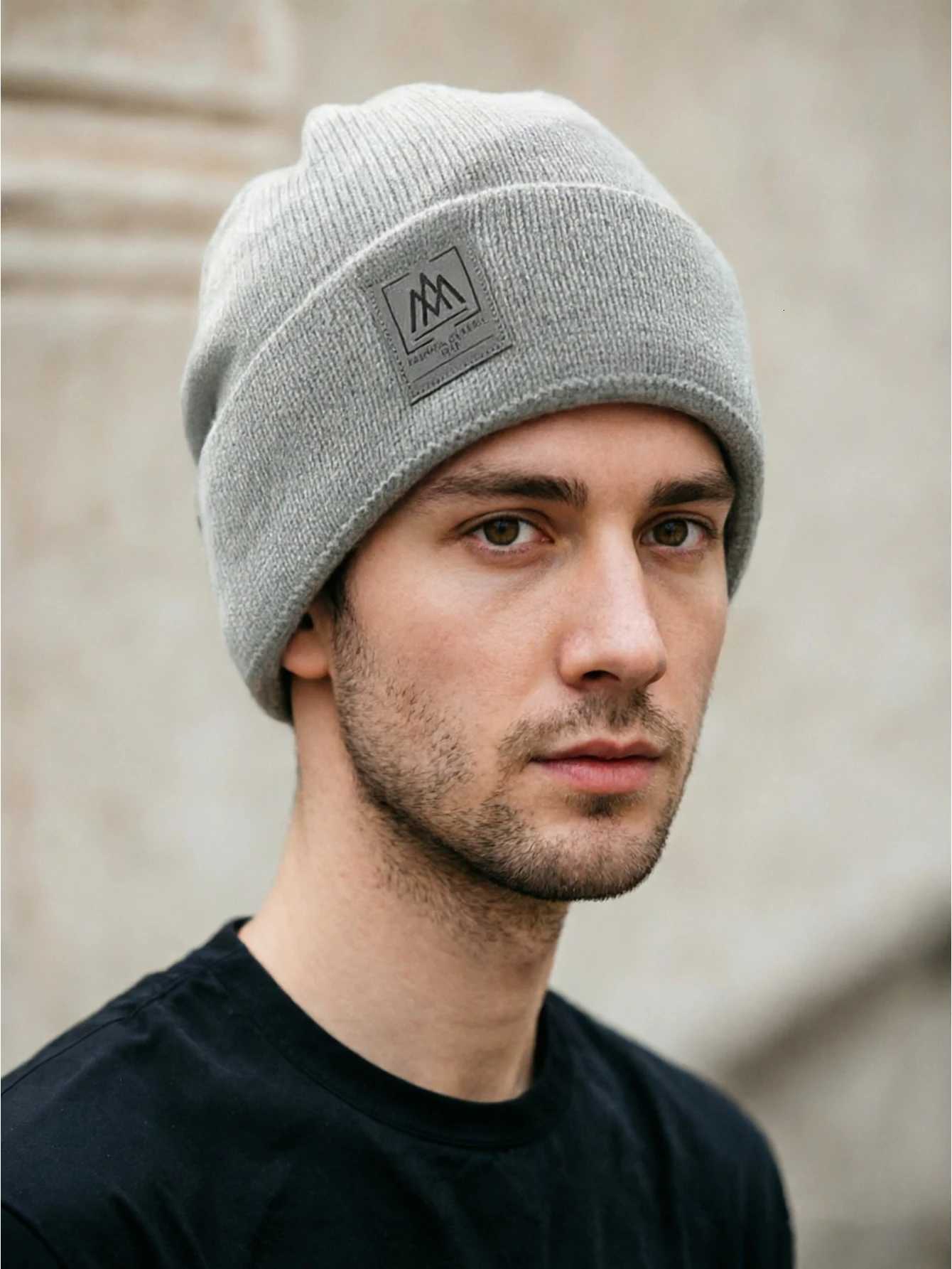 Beanie/Skull Caps Classic Knit Beanie Hat for Men Women - Soft Warm Winter Skull Cap with Simple Patch Stretchy Casual Slouchy Watch CapT261017