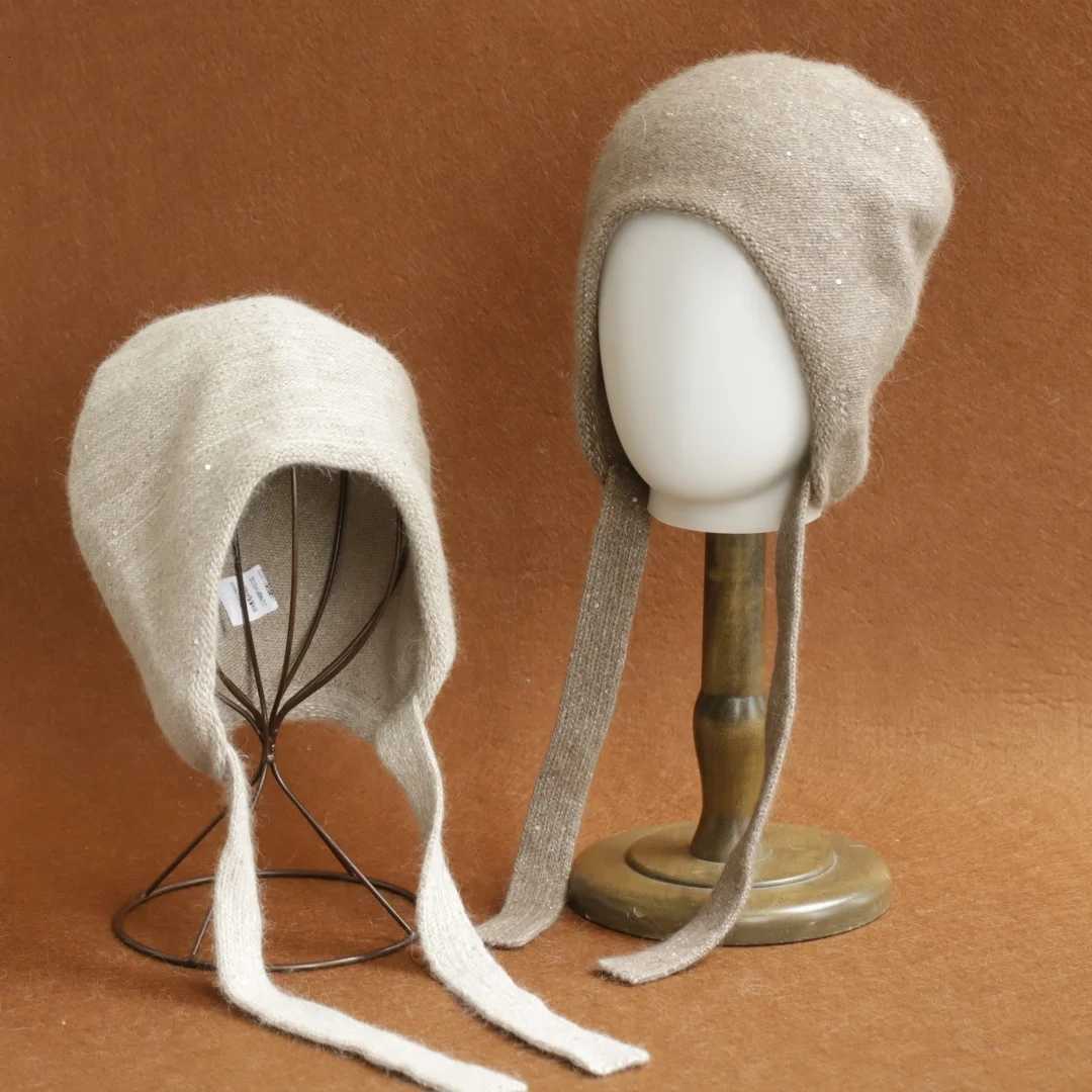 Trapper Hats New Angora Rabbit Fur Knitted Winter Beanies Hat Women Solid Soft Warm Long Ear Cap Best Matched Girls Skullies Bonnets GiftT261017