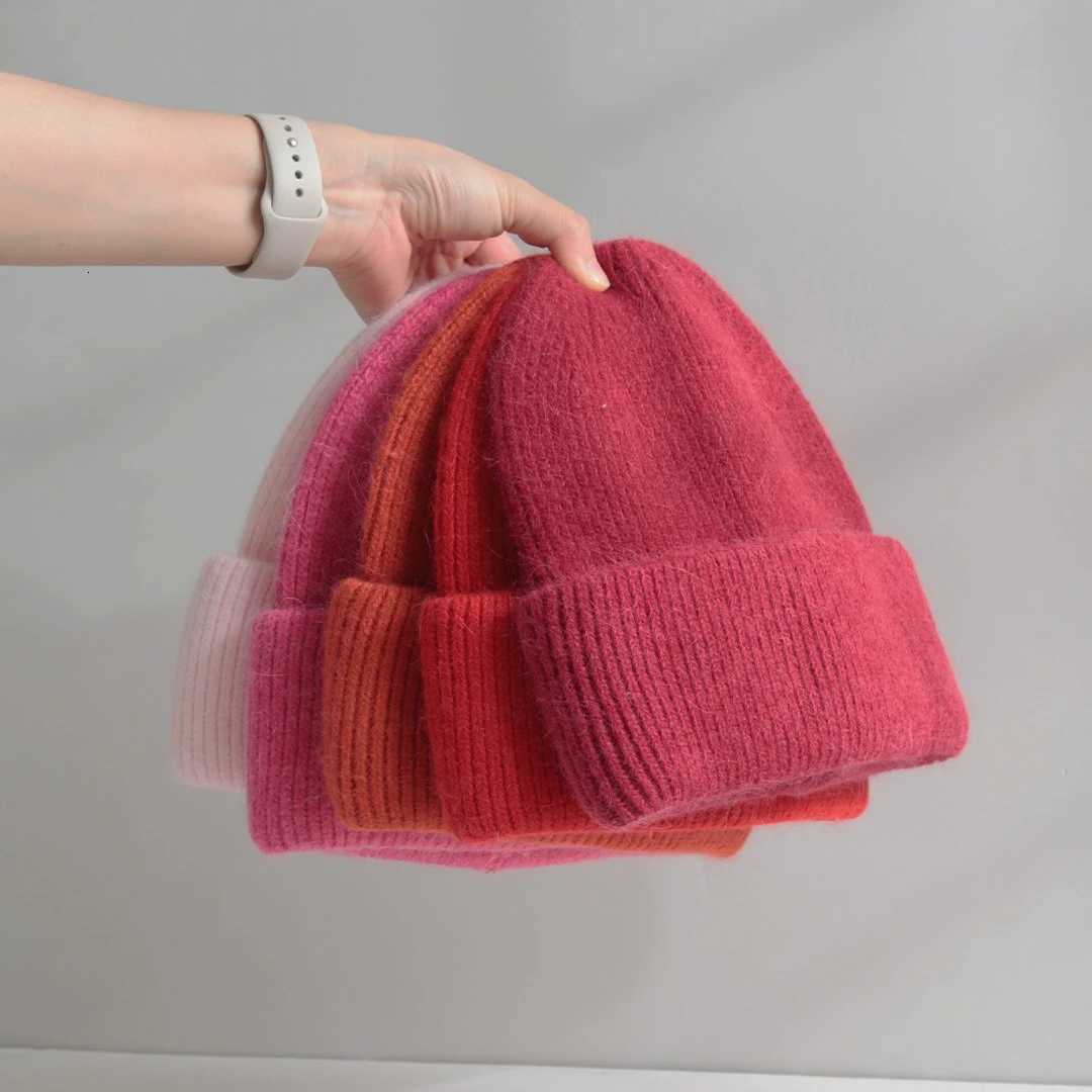 Beanie/Skull Caps Women Premium Mohair Wool Blend Beanie Hat Soft Fuzzy Fluffy Ribbed Cuffed Thick Warm Winter Casual Knit Skull CapT261017