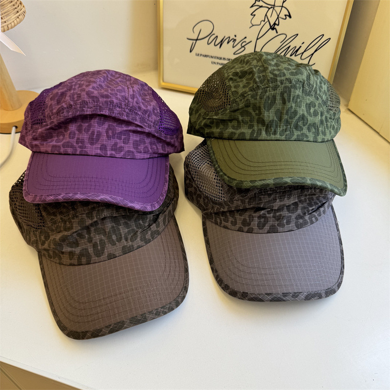 Retro fashion leopard print baseball cap for men and women summer quickdry thin mesh breathable outdoor sun hat