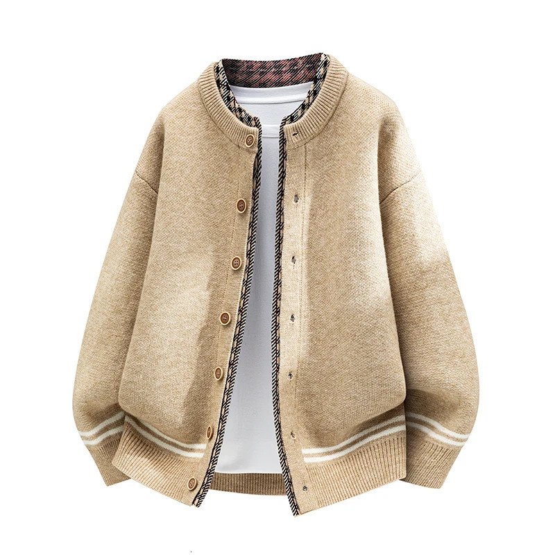 Premium Quality Man Long Sleeved Knitted Cardigan SingleBreasted Color Blocking Autumn Winter Casual Fashion Coat 261017