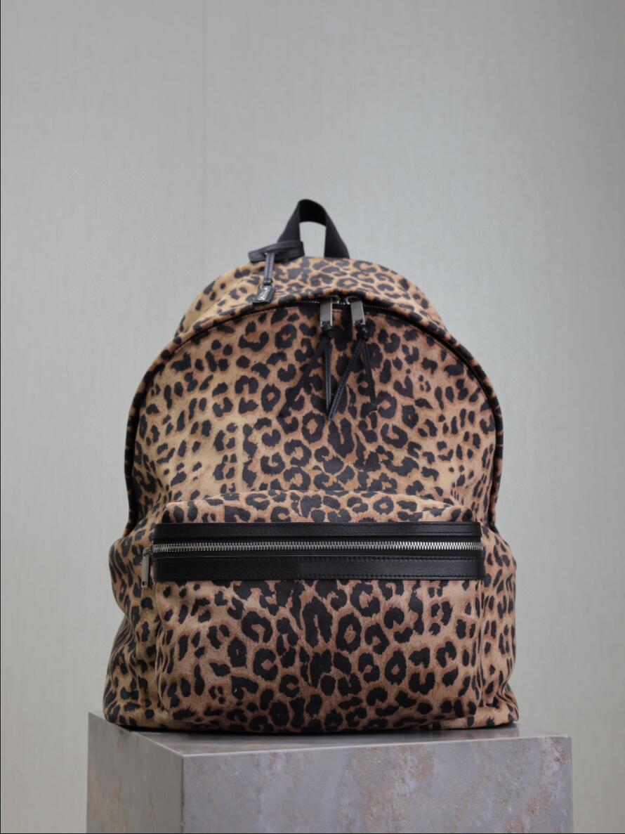 Super fashion Leopard print velvet paired with Italian cowhide backpack unisex pair shoulder bags designer backpavks Top Mirror quality luxury handb