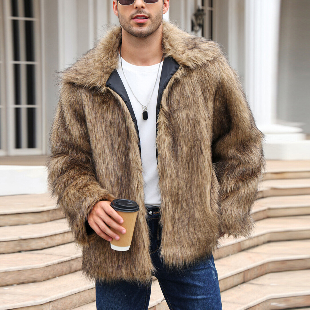 Winter New Fashion 2026 European and American Men's Turn-Down Collar Short Fur Jacket Warm Coat Overcoat