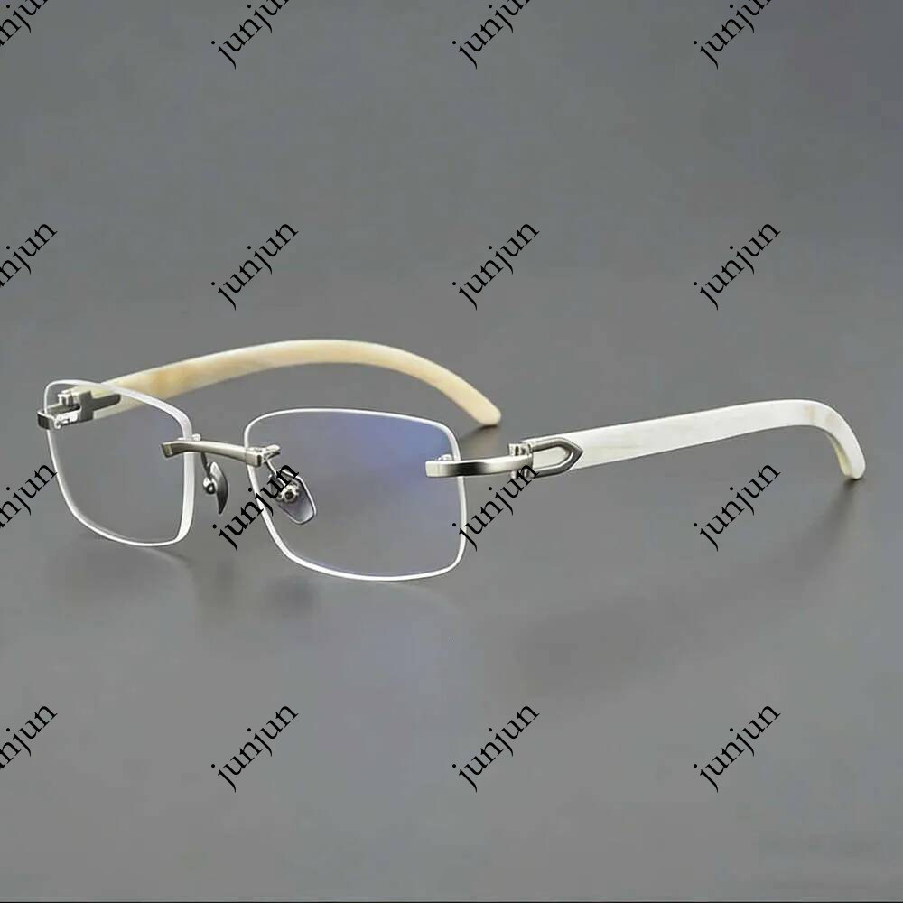 2026 Premium Designer Sunglasses Popular Horn Shaped Frameless For Men High End Retro Business Casual Anti Blue Light HD Lightweight Reading Glasses