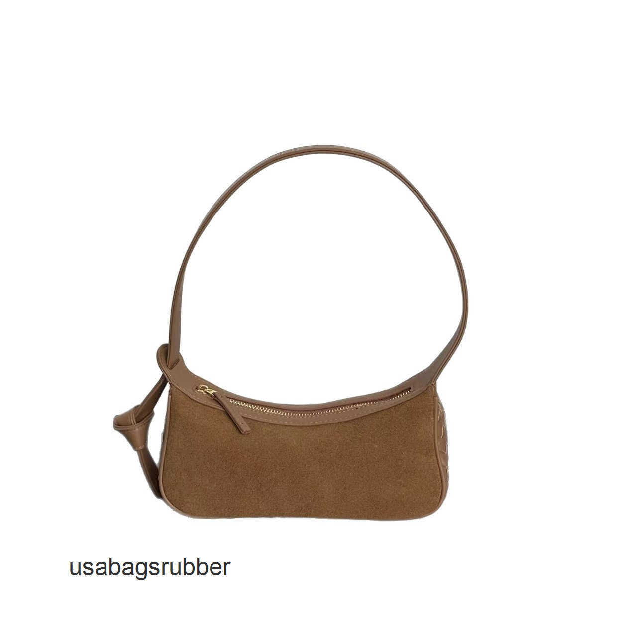 Soft Suede Purse New frosted suede baguette bag Korean-style patchwork woven underarm versatile commuter shoulder for women with Curved Crescent Sil