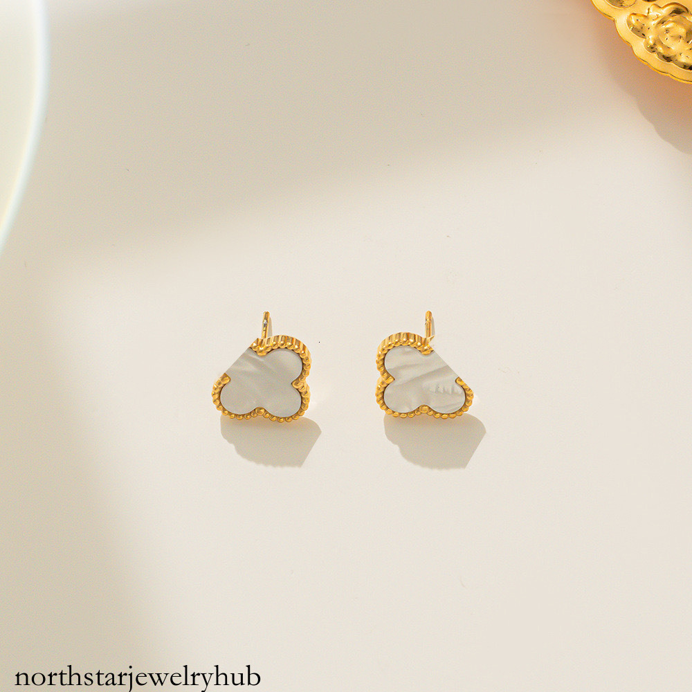 Designer Jewelry vanly Four-leaf clover trendy earrings, gold-plated, double-sided mother-of-pearl earrings