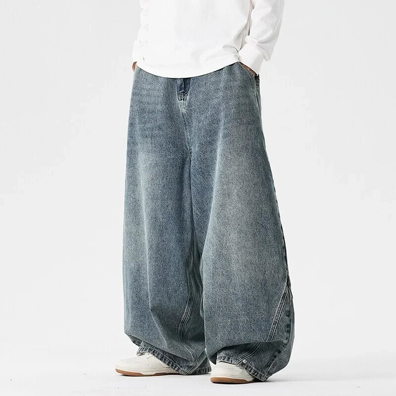 Spring Men Streetwear Denim Pants Men Harajuku Washed Baggy Jeans Men Y2K Fashion Punk Casual High Waist Wide Leg Pants 261013