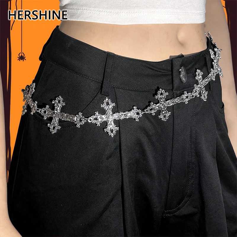 HERSHINE 1-piece women's fashion silver cross metal waist chain Y2K gothic punk rock hip hop cosplay accessoryspringsummer S261017615K